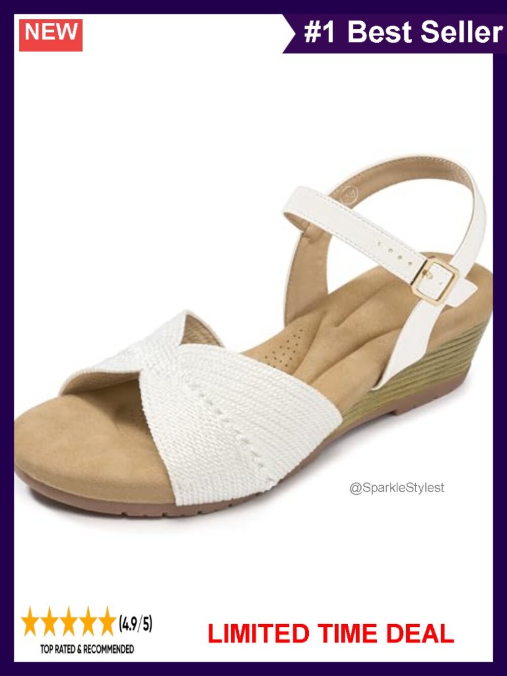 Wedge Sandals Open Toe Platform Ankle Strap Buckle Casual Summer